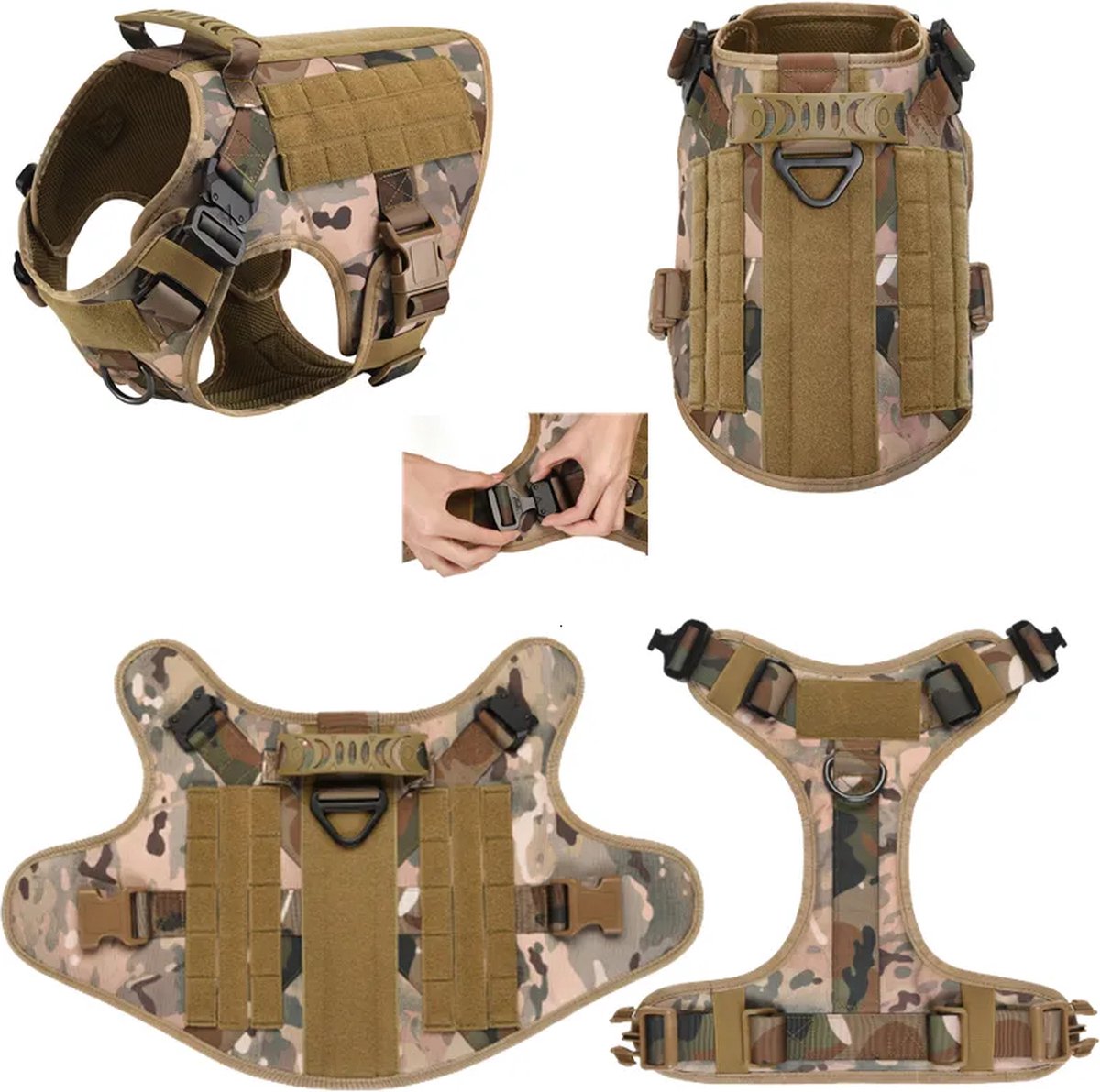 Tactical Hondentuigje met Leiband & 12 Patches - K9