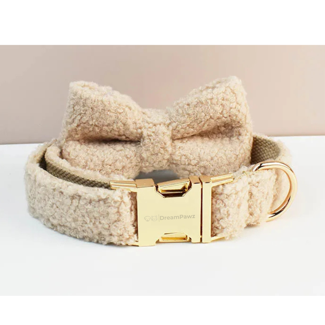 Teddy Ready - 4-Delige Set met Tuigje, Halsband, Riem en Strik - Faux White