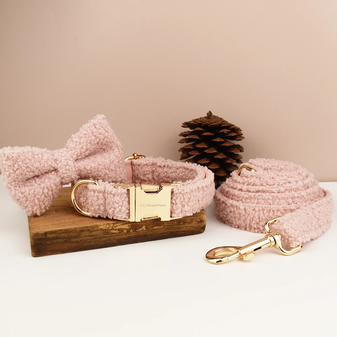 Teddy Ready - 3-Delige Set met Halsband, Riem en Strik - Roze