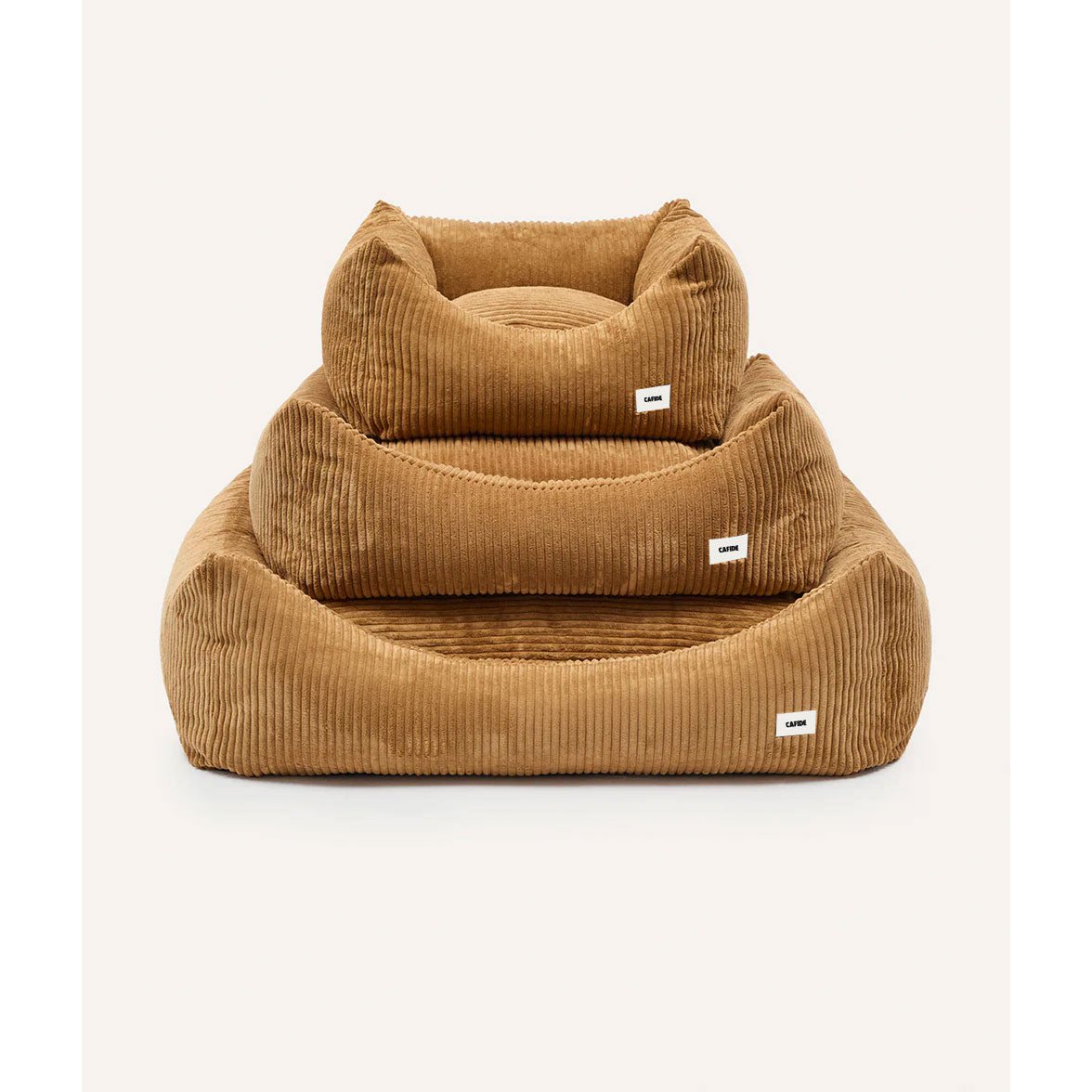 3 maten van de Oker gele hondenmand met ribfluwelen corduroy stof van het merk cafide