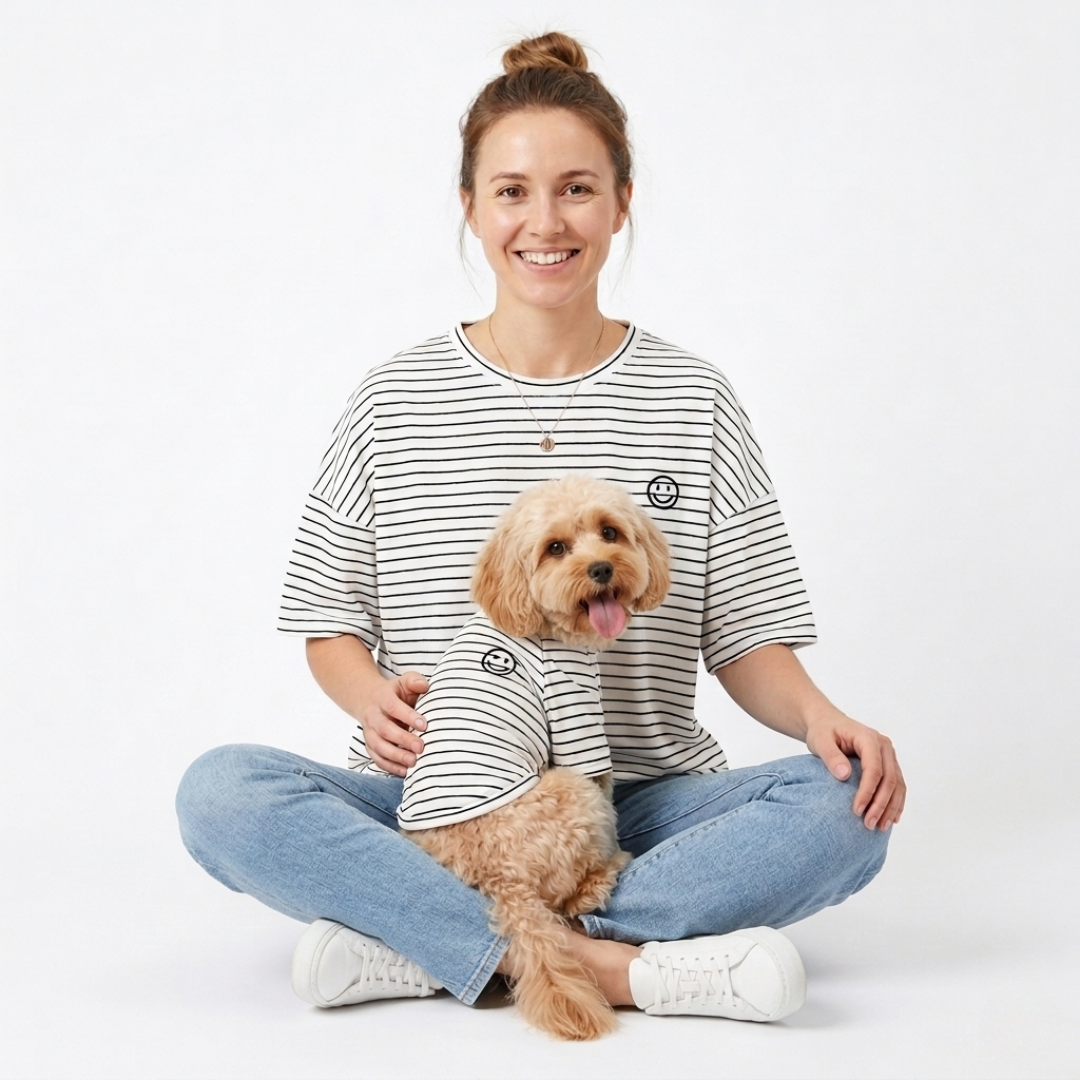 DreamPawz - Matching T-Shirts voor Hond & Baasje - Gestreept