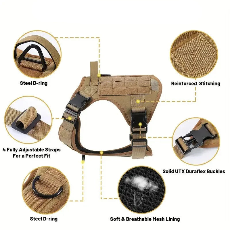 Tactical Hondenharnas inclusief 6 Patches