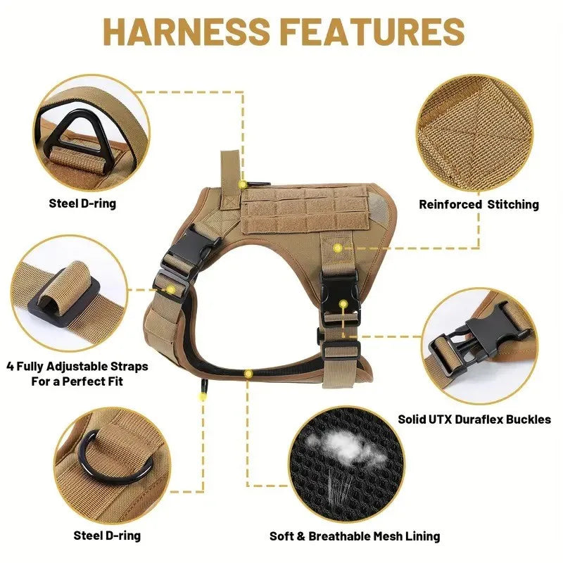 Tactical Hondenharnas inclusief Patches