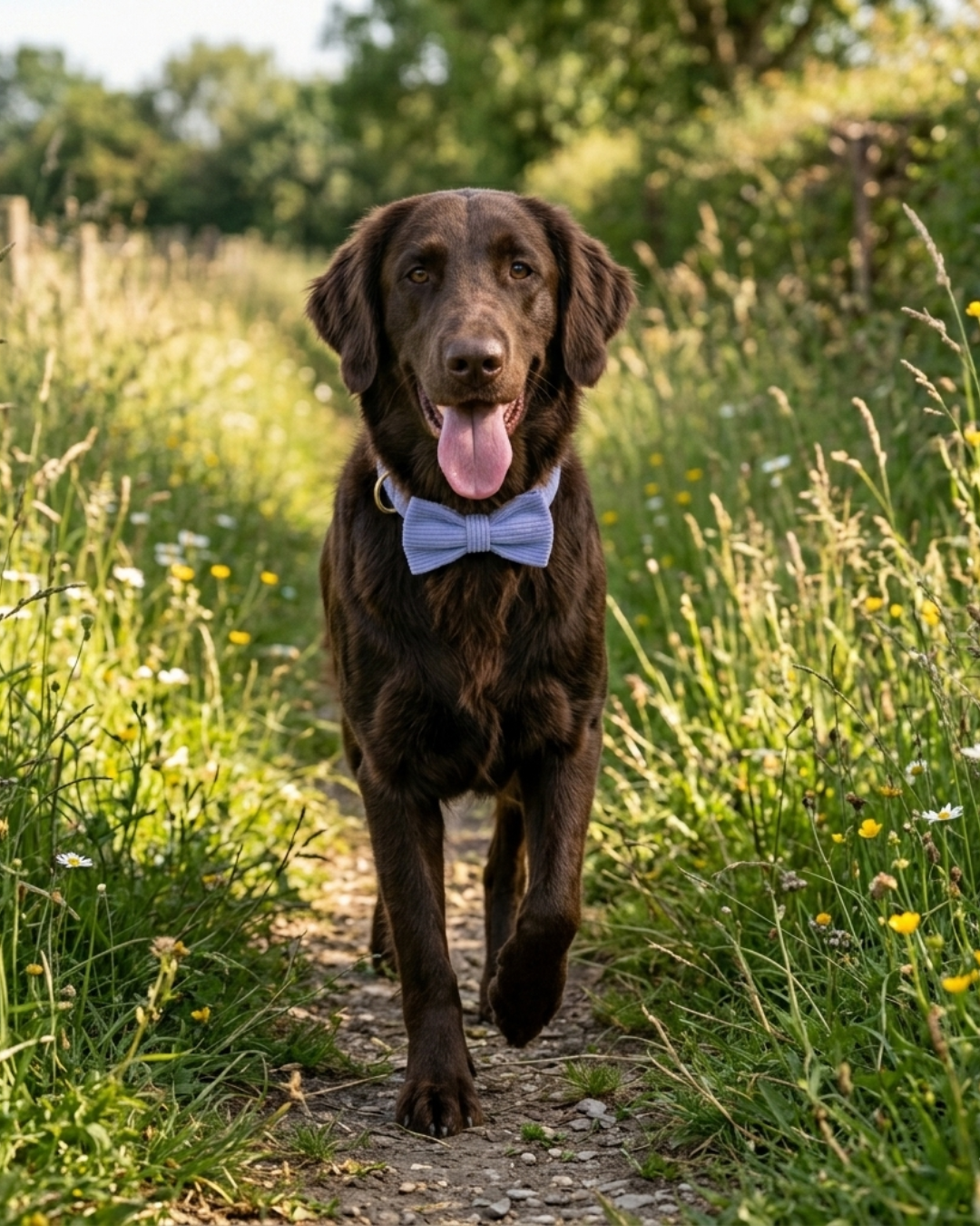 Retriever met blauwe corduroy set