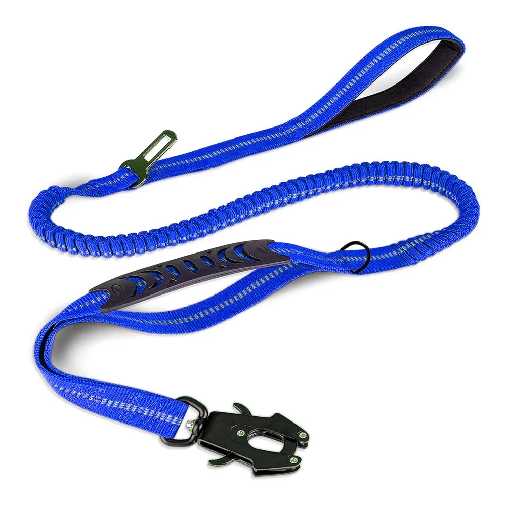 Blauwe tactical hondenriem reflecterend