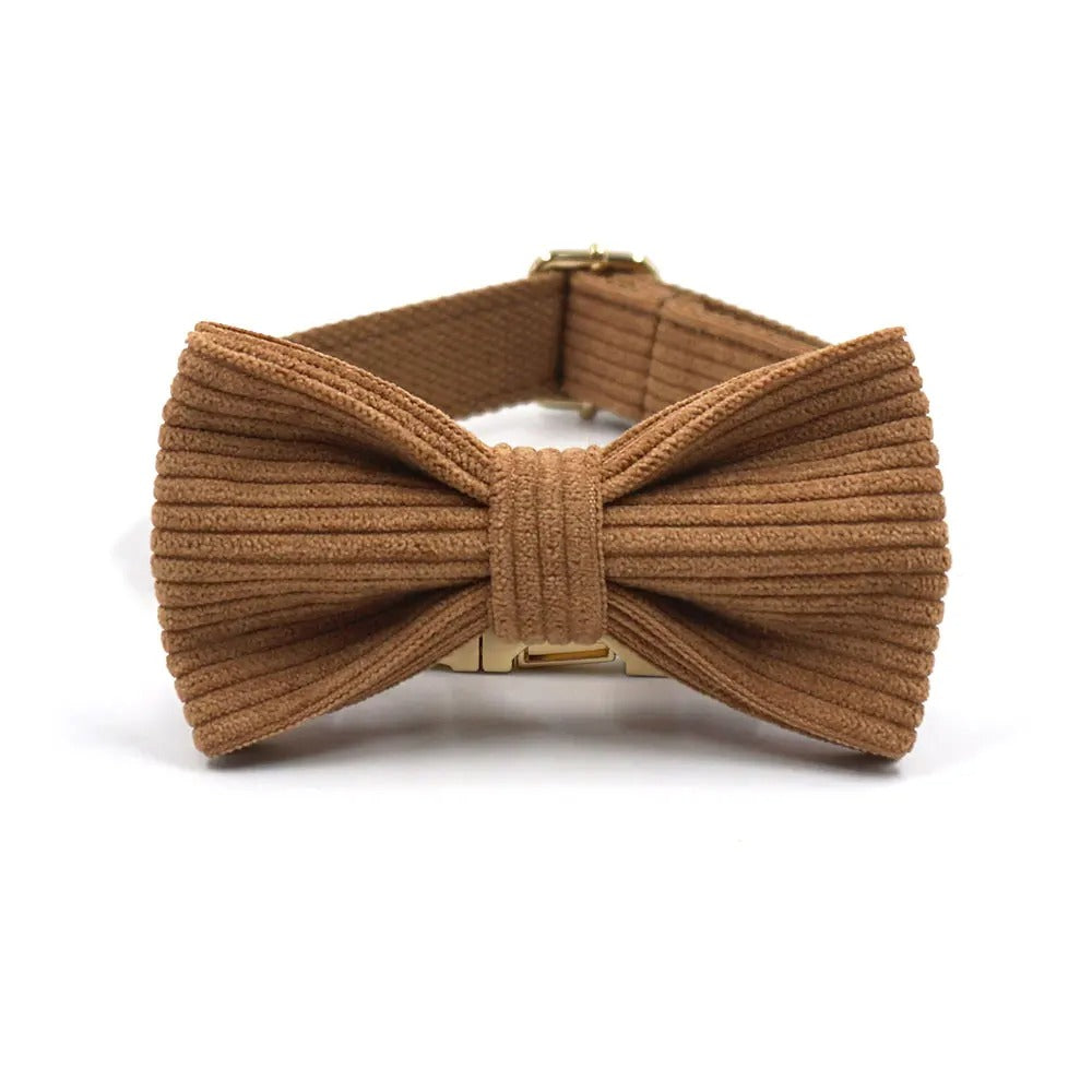 Bruine corduroy halsband met strik
