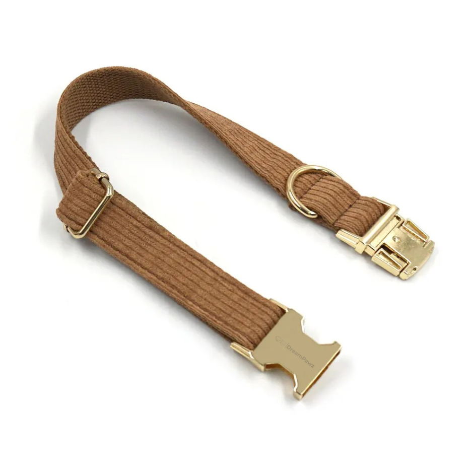 Bruine corduroy halsband open