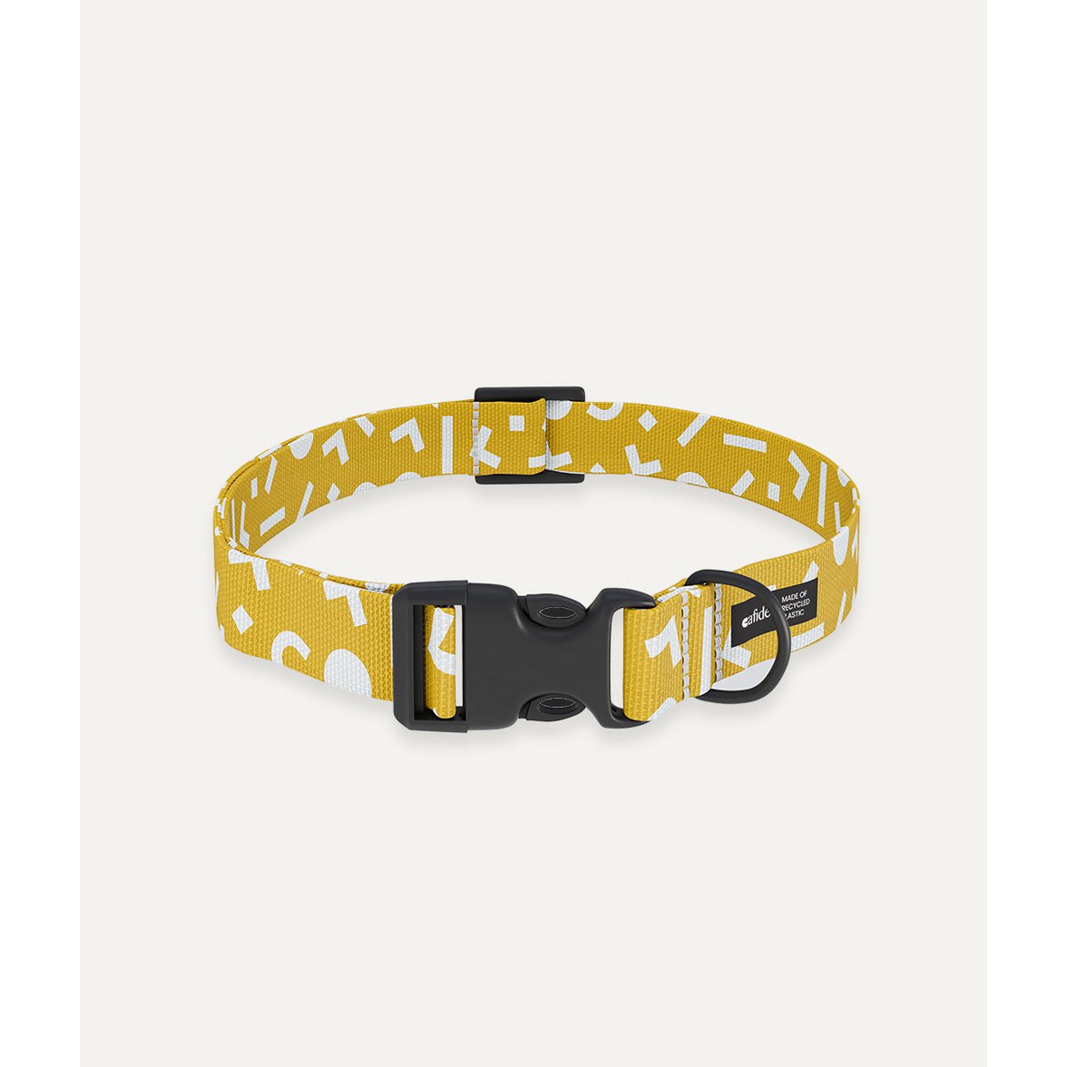 Gele Cafide Hondenhalsband met wit patroon