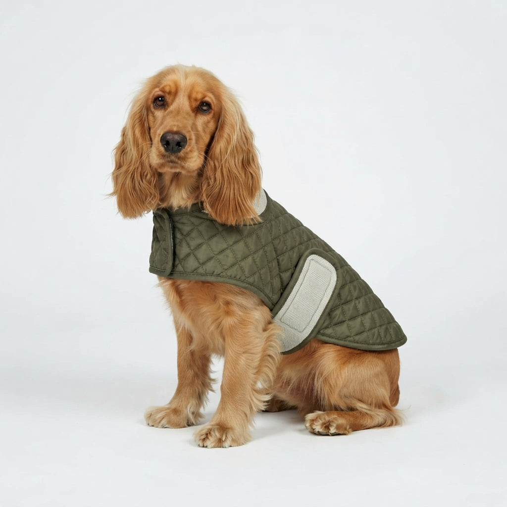 Groene Luxe Gewatteerde Hondenjas - Quilted Chic - op grote hond