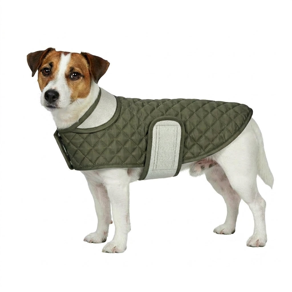 Groene Luxe Gewatteerde Hondenjas - Quilted Chic - voor kleine honden