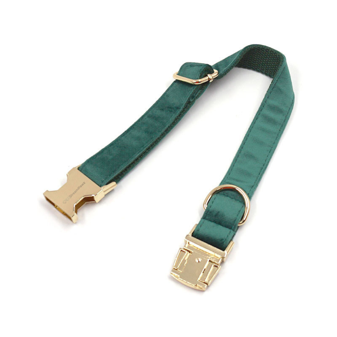 Groene Velvet halsband voor honden van DreamPawz