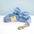 Blauwe Corduroy Set met Strik, Halsband & Riem - DreamPawz