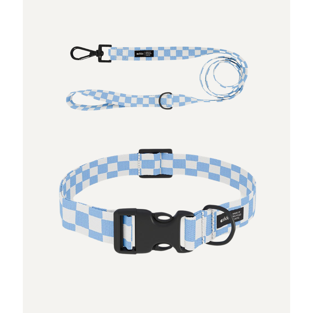 Blauwe halsband en riem set Cafide Juno