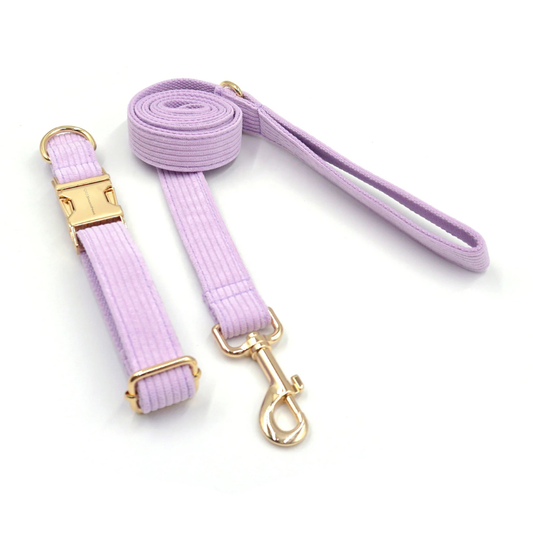 Corduroy Set met Strik, Halsband & Riem - DreamPawz