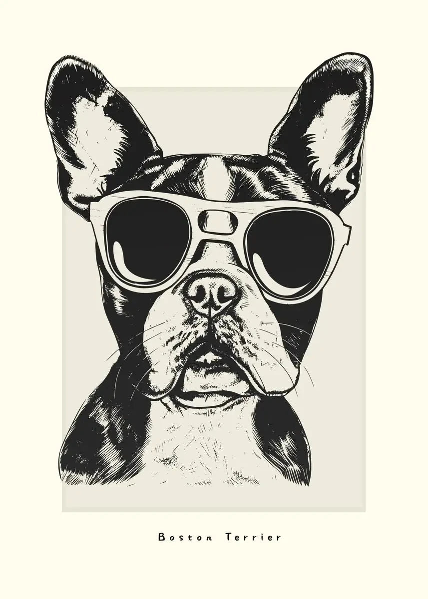 Canvasposter - Portrettekening Hond - Zwart/Wit
