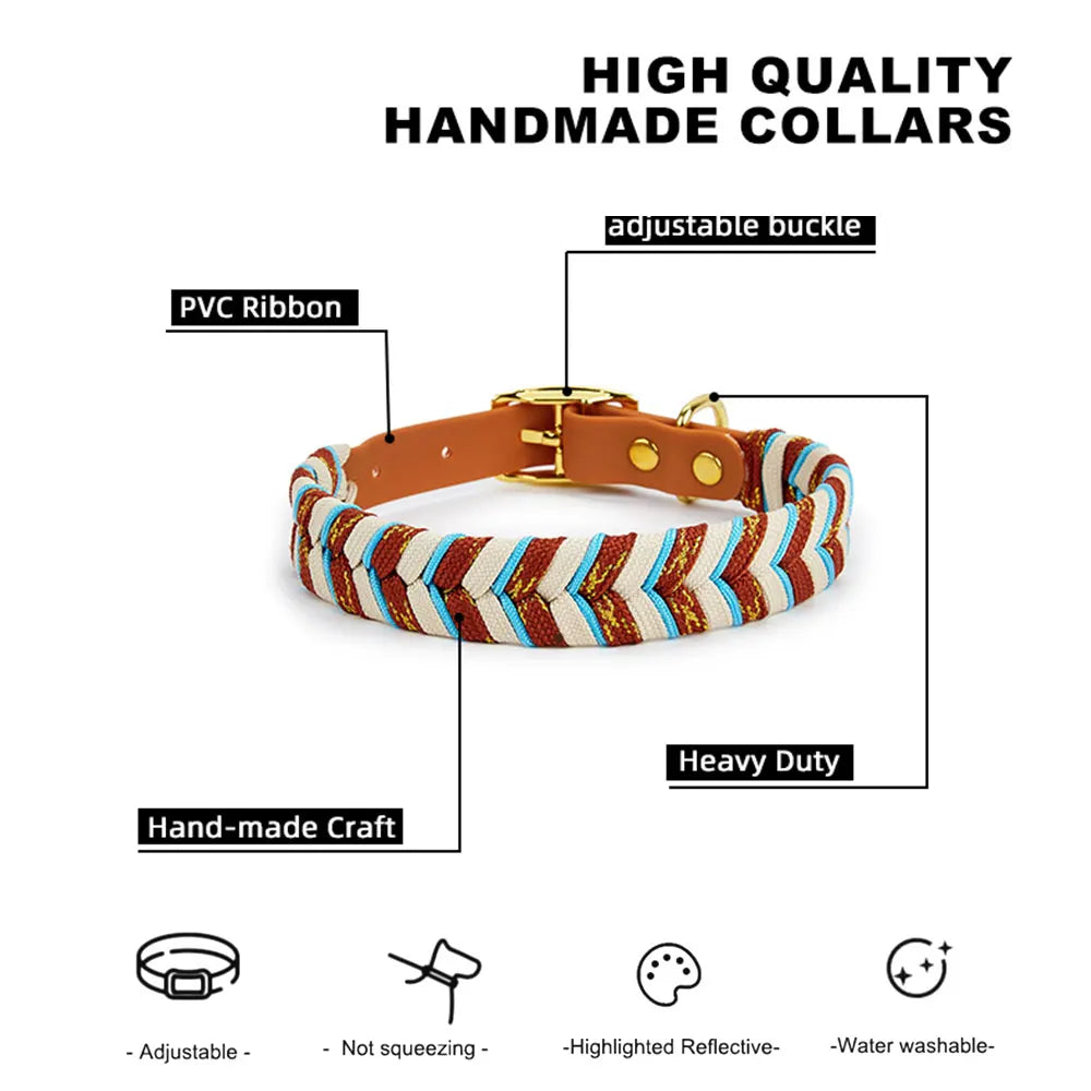 Waopet - Leather-Look Geweven Halsband - Ibiza Style