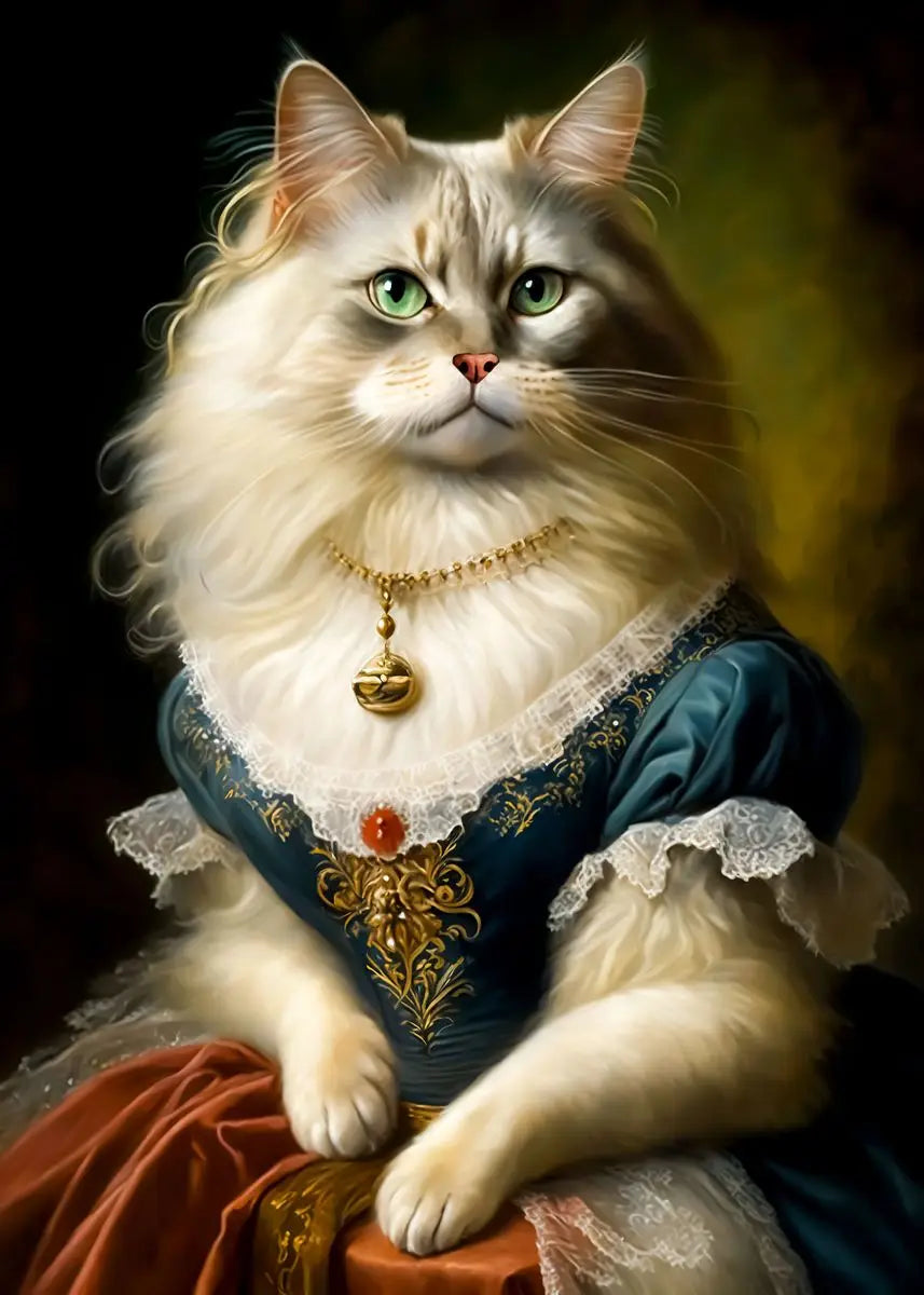 Canvasposter - Middeleeuws Kattenportret