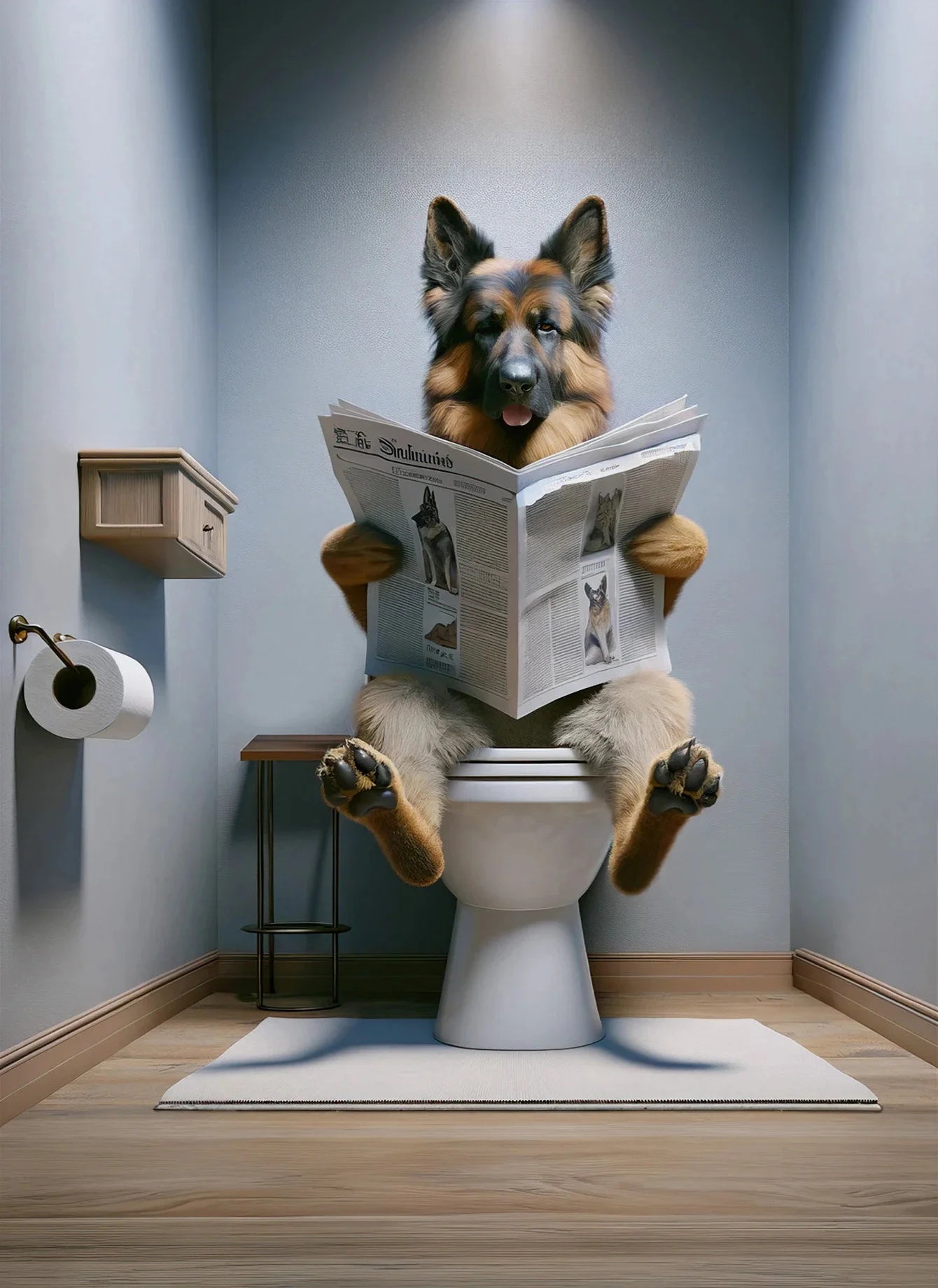 Canvasposter - Hond op Toilet