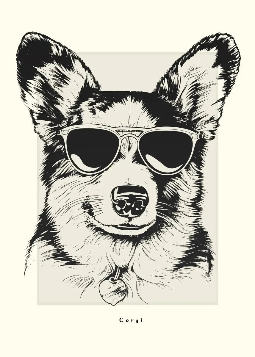 Canvasposter - Portrettekening Hond - Zwart/Wit