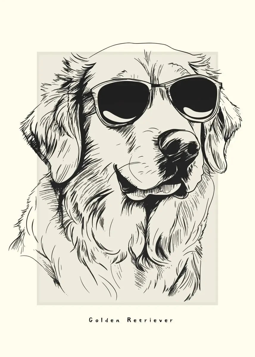 Canvasposter - Portrettekening Hond - Zwart/Wit