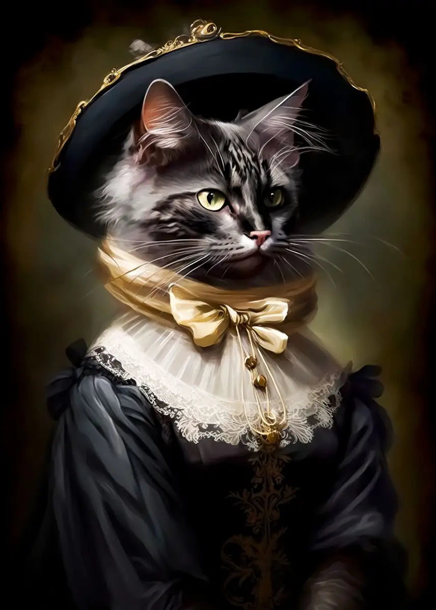 Canvasposter - Middeleeuws Kattenportret