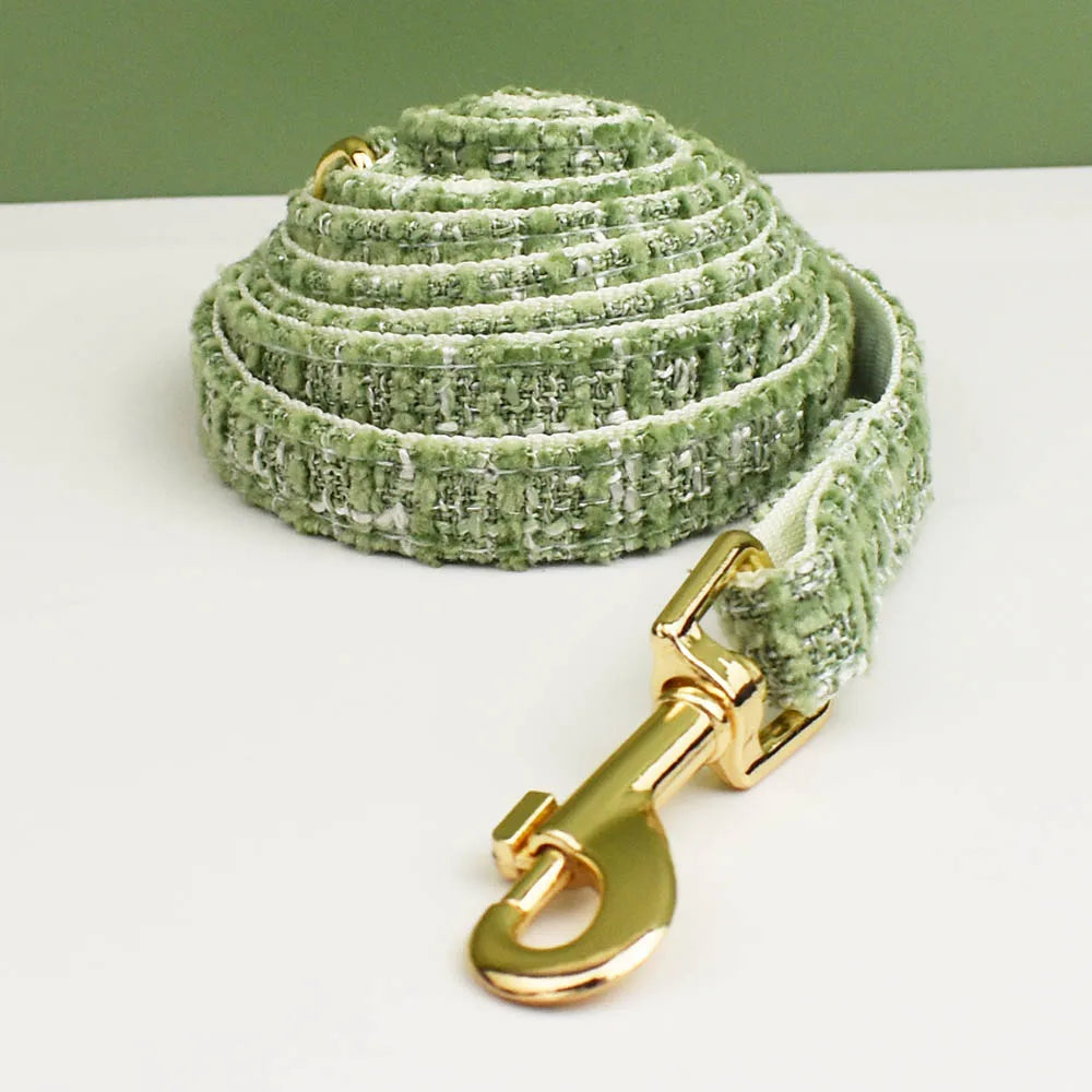 Kattenhalsband Tweed met Strik & Leiband