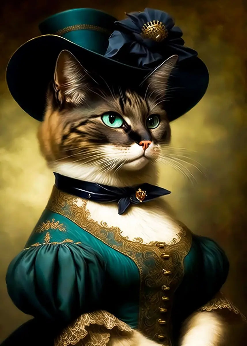 Canvasposter - Middeleeuws Kattenportret