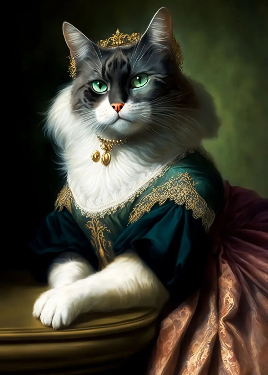 Canvasposter - Middeleeuws Kattenportret