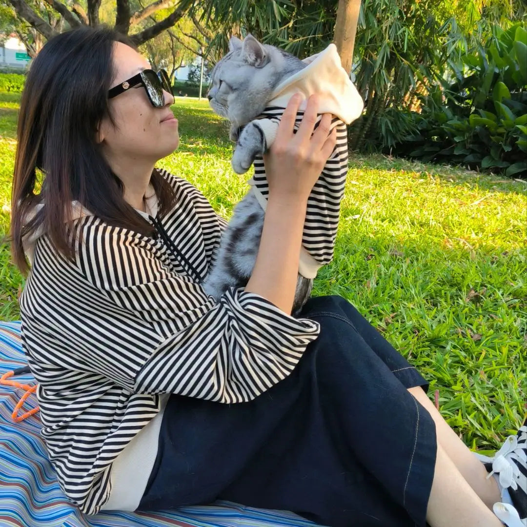 Matching Hoodie voor Hond & Baasje - B/W Stripes