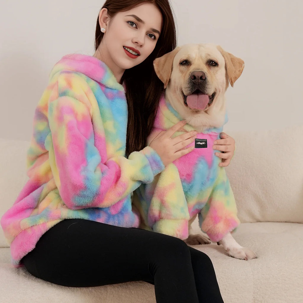 Kleurrijke Tie Dye Matching Hoodie voor Hond & Baasje