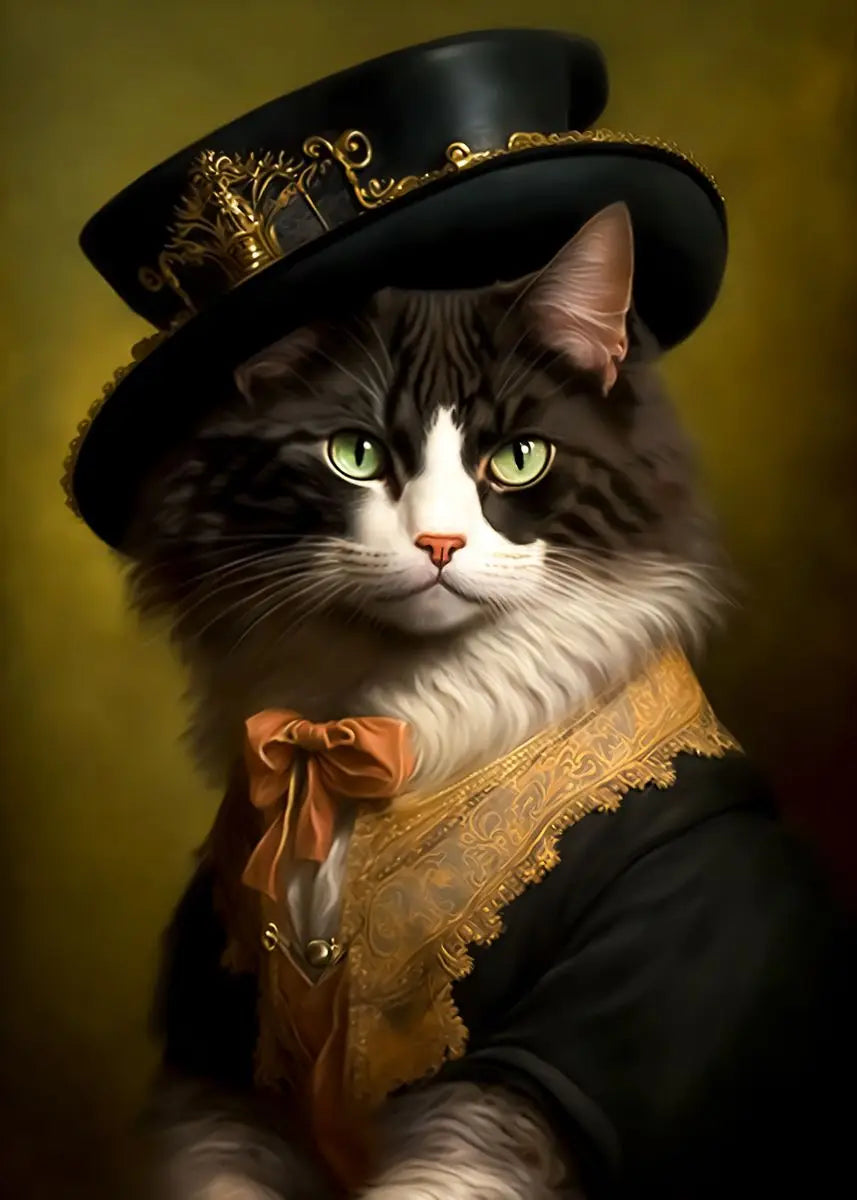 Canvasposter - Middeleeuws Kattenportret