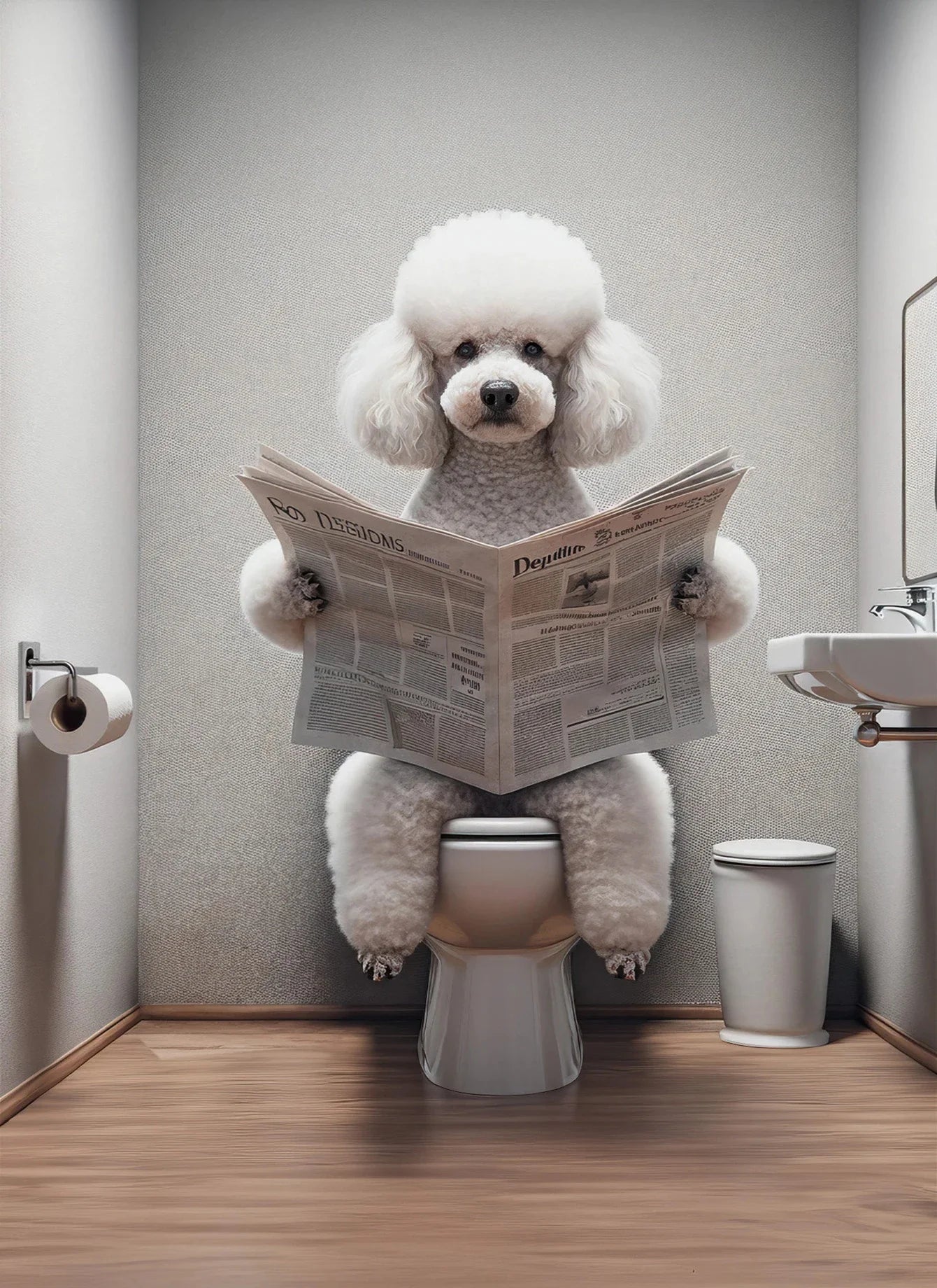 Canvasposter - Hond op Toilet