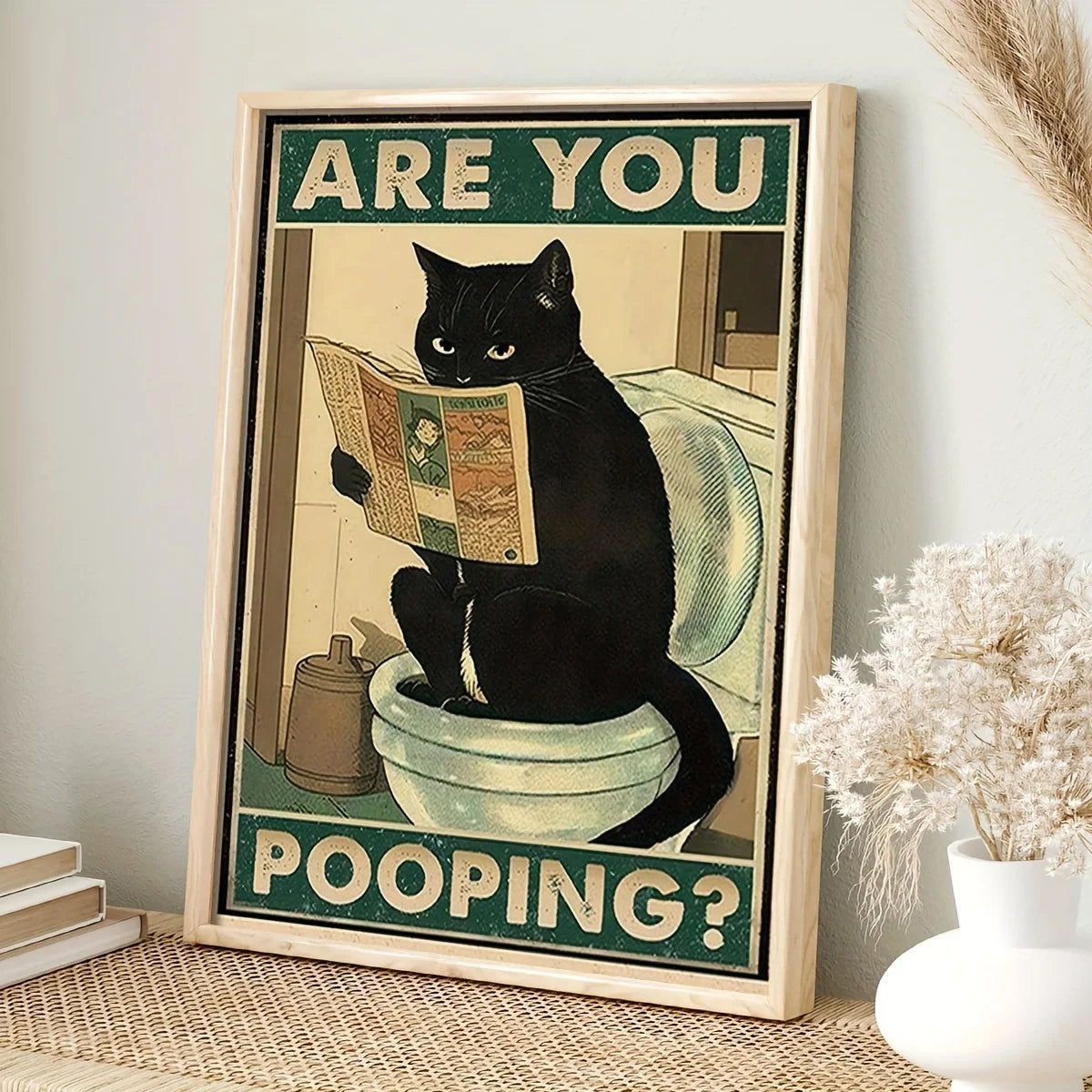 Canvasposter - Zwart Kat "ARE YOU POOPING?"