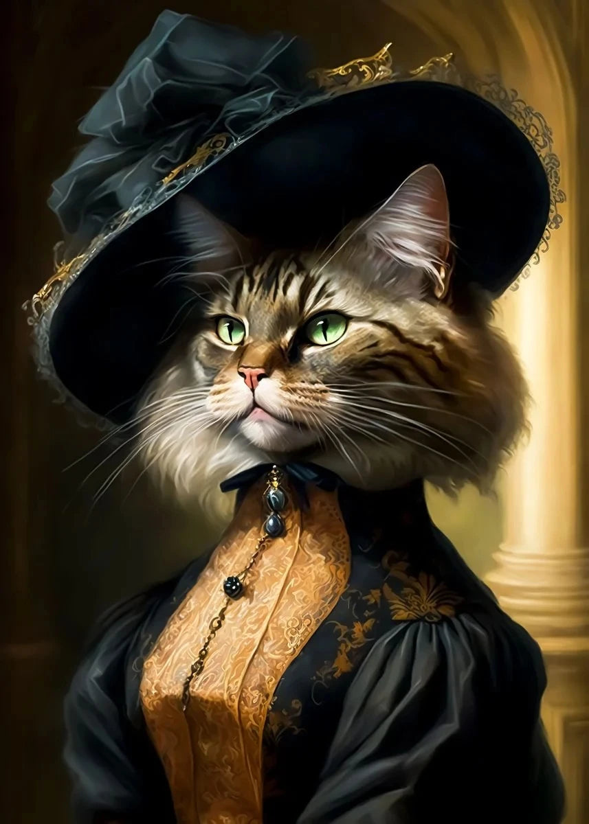 Canvasposter - Middeleeuws Kattenportret