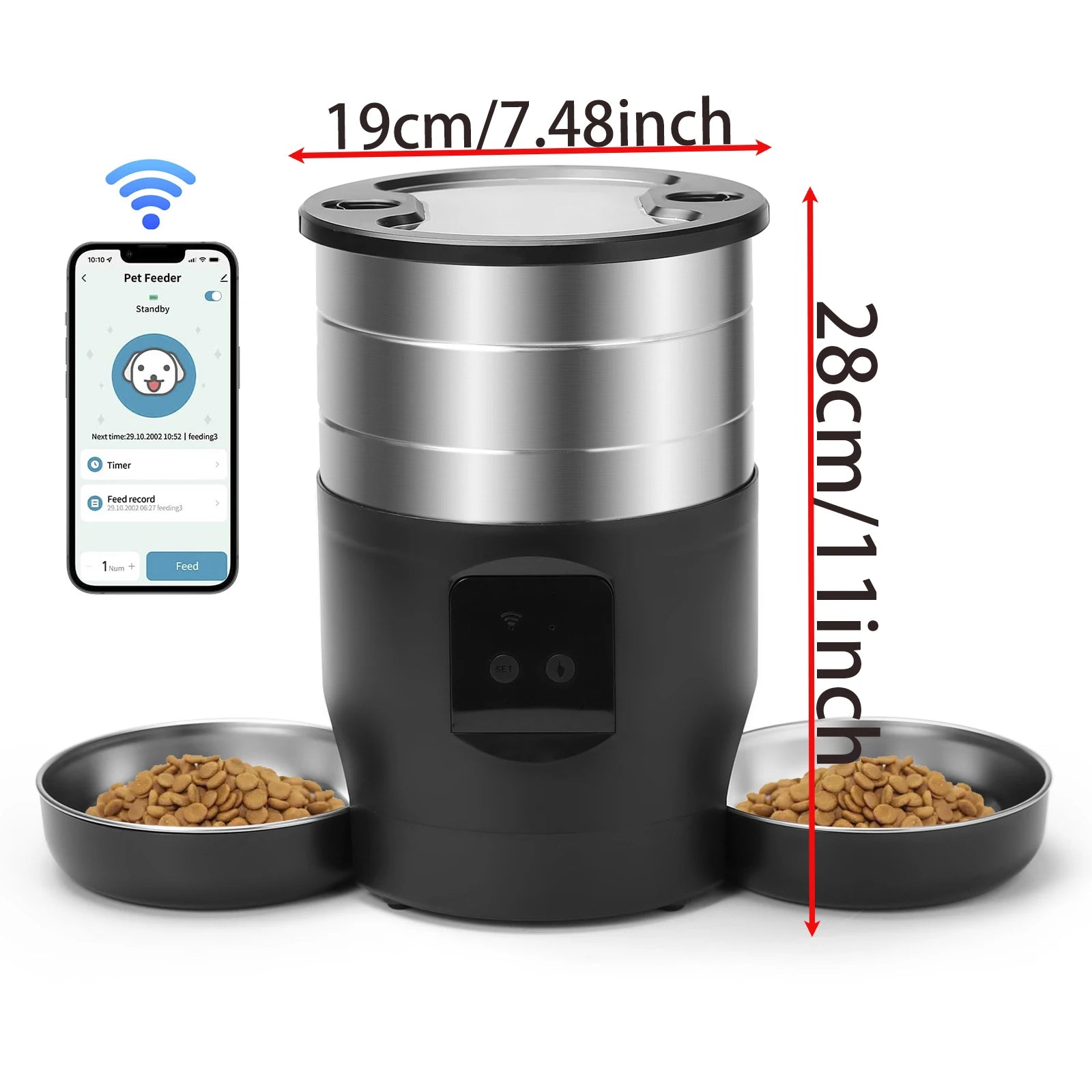ZYfeeder - 4.5L Button/WiFi Automatische Voerbak