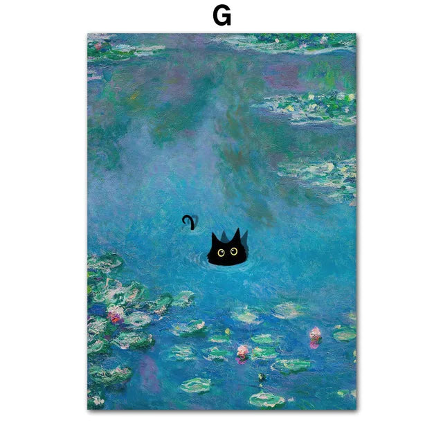 Canvasposter - Impressionistische Kattenkunst