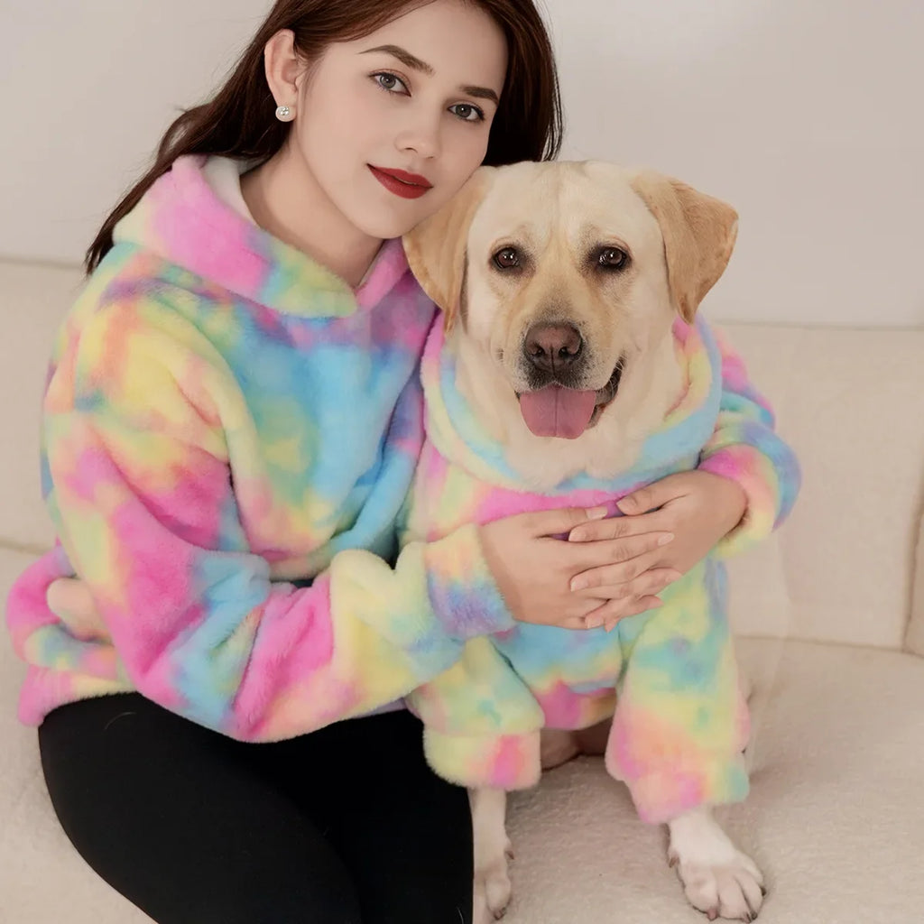 Kleurrijke Tie Dye Matching Hoodie voor Hond & Baasje