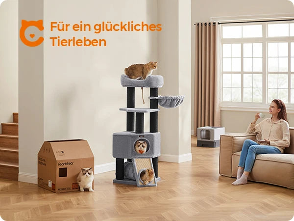 Feandrea - Grote Krabpaal met Hangmat & Kattenhuis