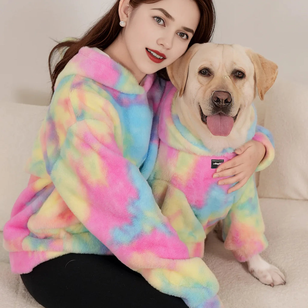 Kleurrijke Tie Dye Matching Hoodie voor Hond & Baasje