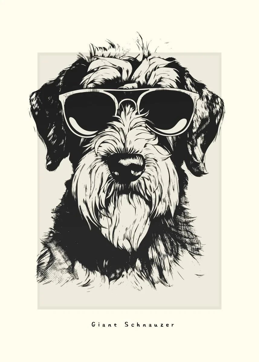 Canvasposter - Portrettekening Hond - Zwart/Wit
