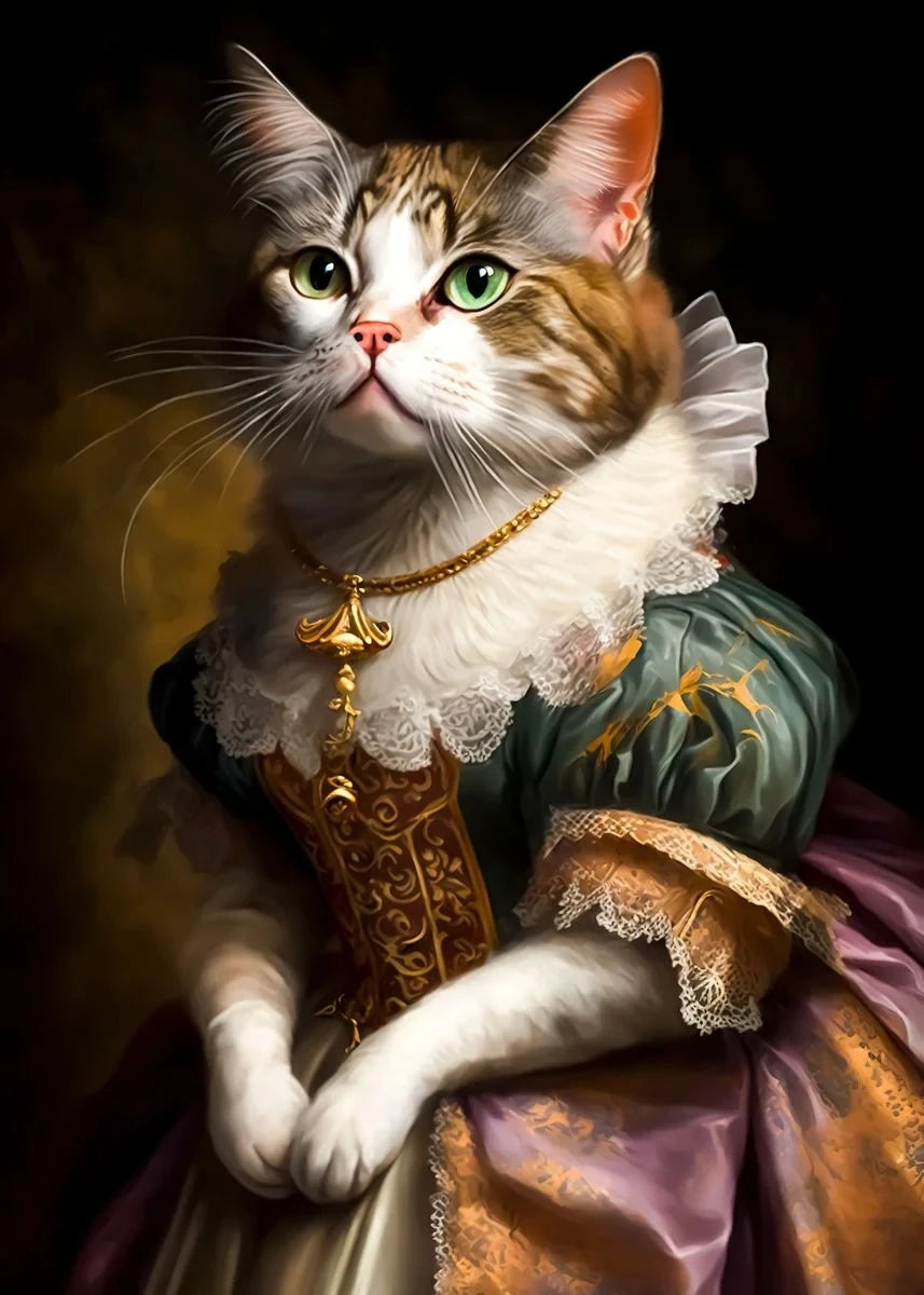 Canvasposter - Middeleeuws Kattenportret