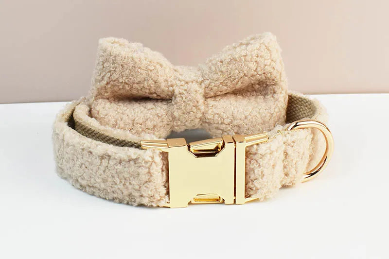 Teddy Ready - 4-Delige Set met Tuigje, Halsband, Riem en Strik - Faux White