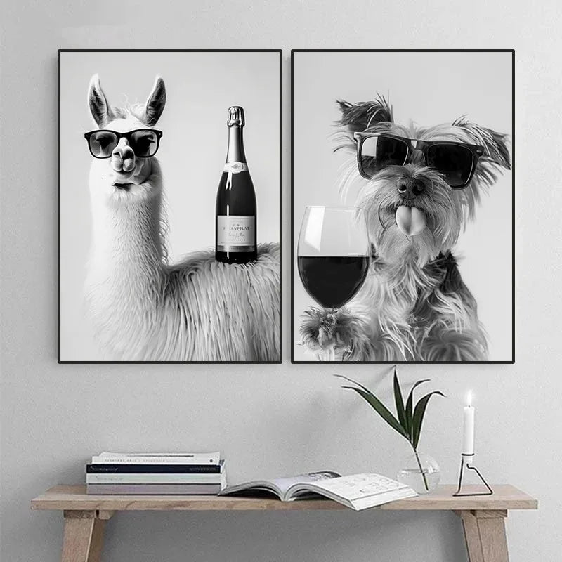 Canvasposter - Apero Honden - Zwart/Wit