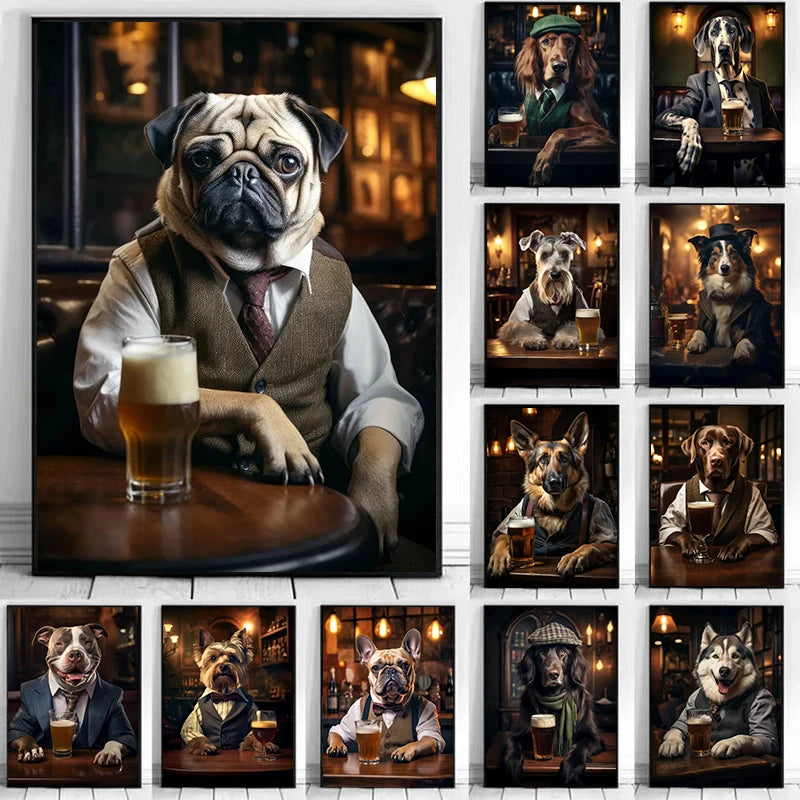 Canvasposter - Hond in de Pub
