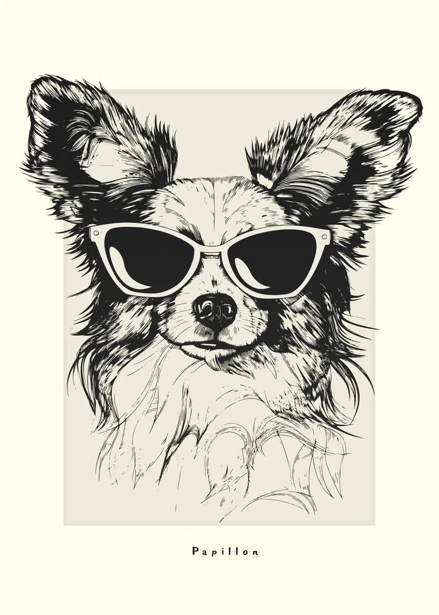 Canvasposter - Portrettekening Hond - Zwart/Wit