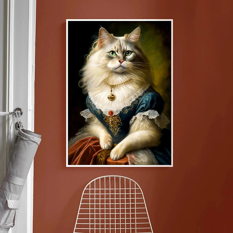 Canvasposter - Middeleeuws Kattenportret