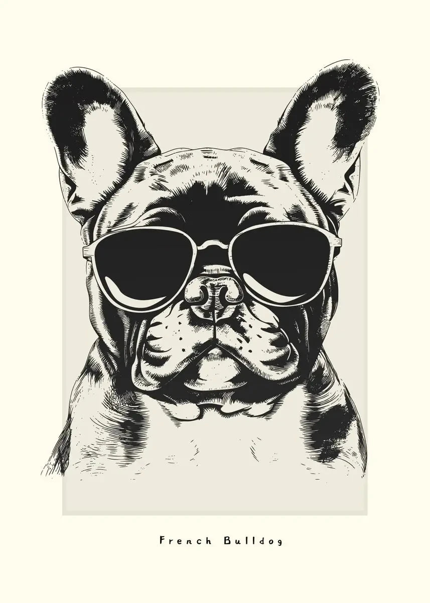 Canvasposter - Portrettekening Hond - Zwart/Wit
