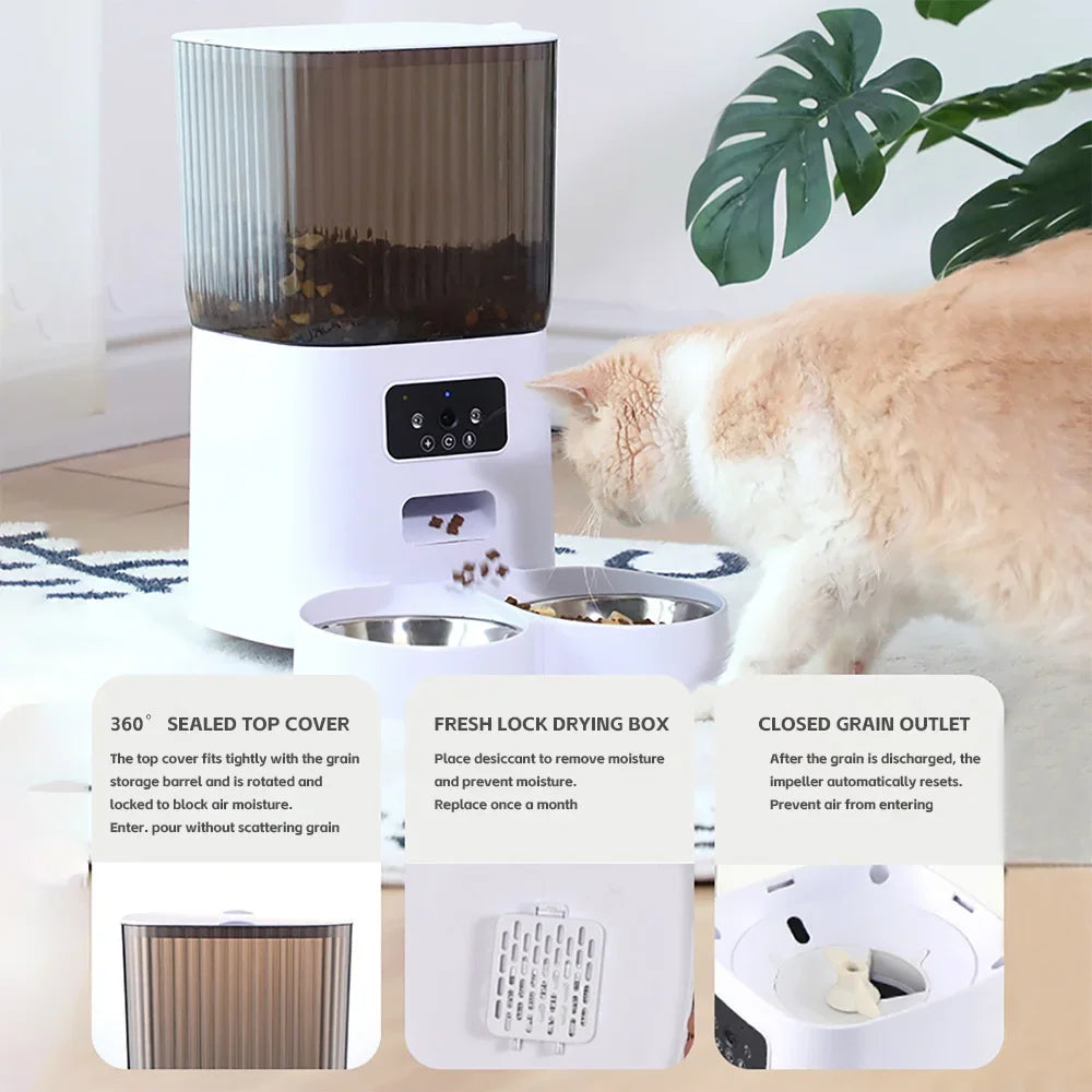 5L Slimme Voerbak met Camera/WiFi - Automatische Katten- & Hondenvoerdispenser