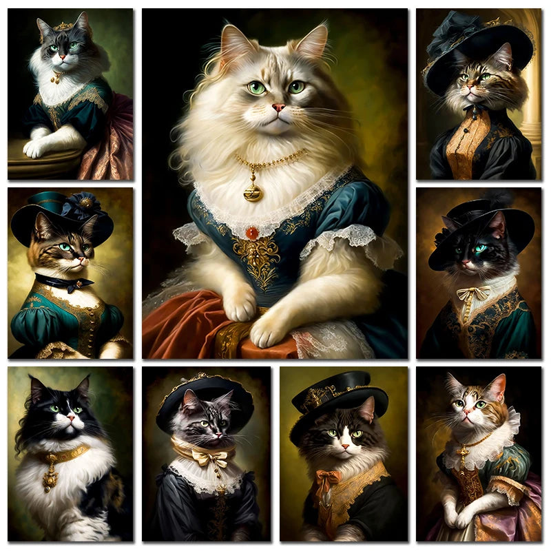 Canvasposter - Middeleeuws Kattenportret