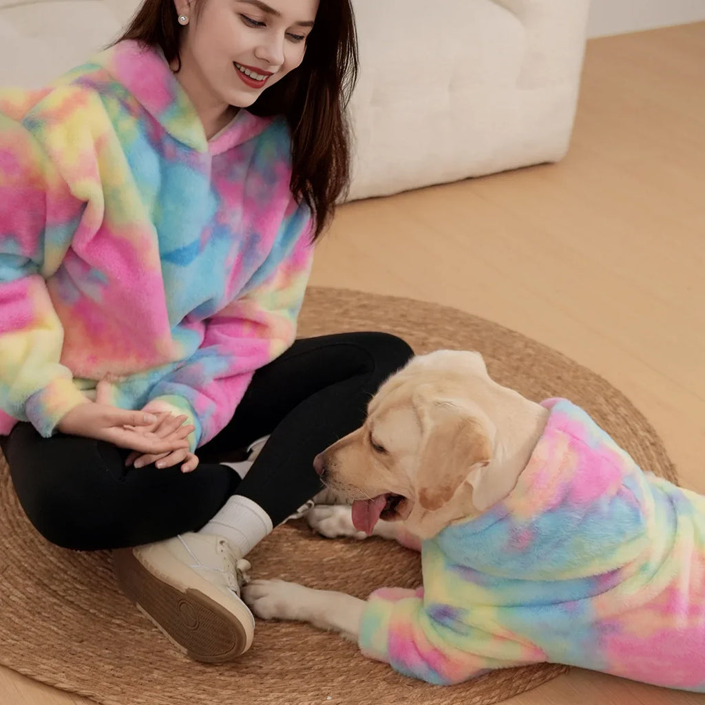 Kleurrijke Tie Dye Matching Hoodie voor Hond & Baasje